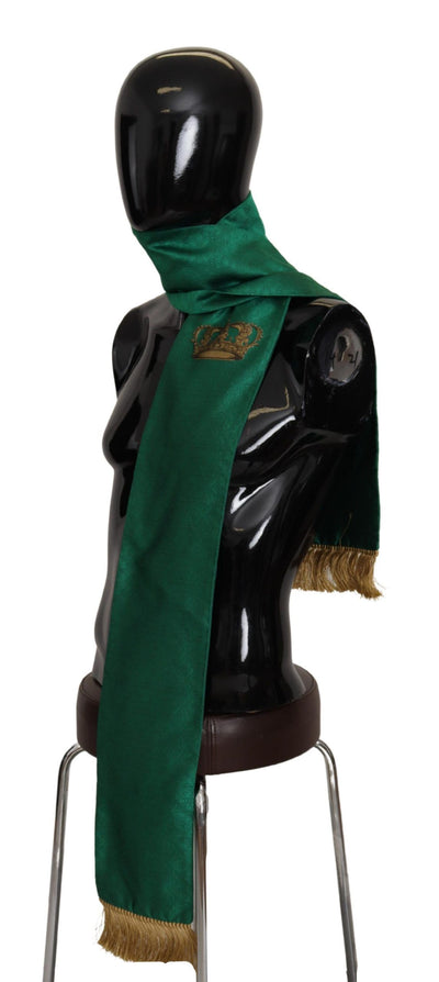 Dolce &amp; Gabbana Châle brodé à franges en soie mélangée avec couronne verte