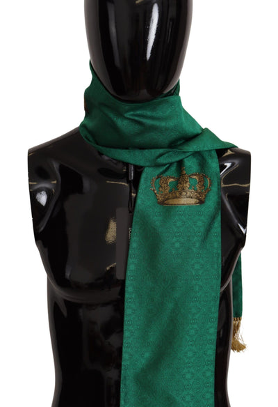 Dolce &amp; Gabbana Châle brodé à franges en soie mélangée avec couronne verte
