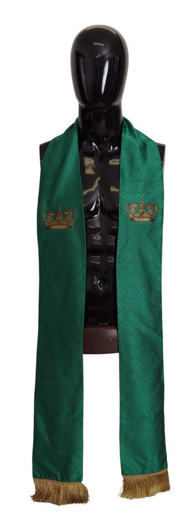 Dolce &amp; Gabbana Châle brodé à franges en soie mélangée avec couronne verte