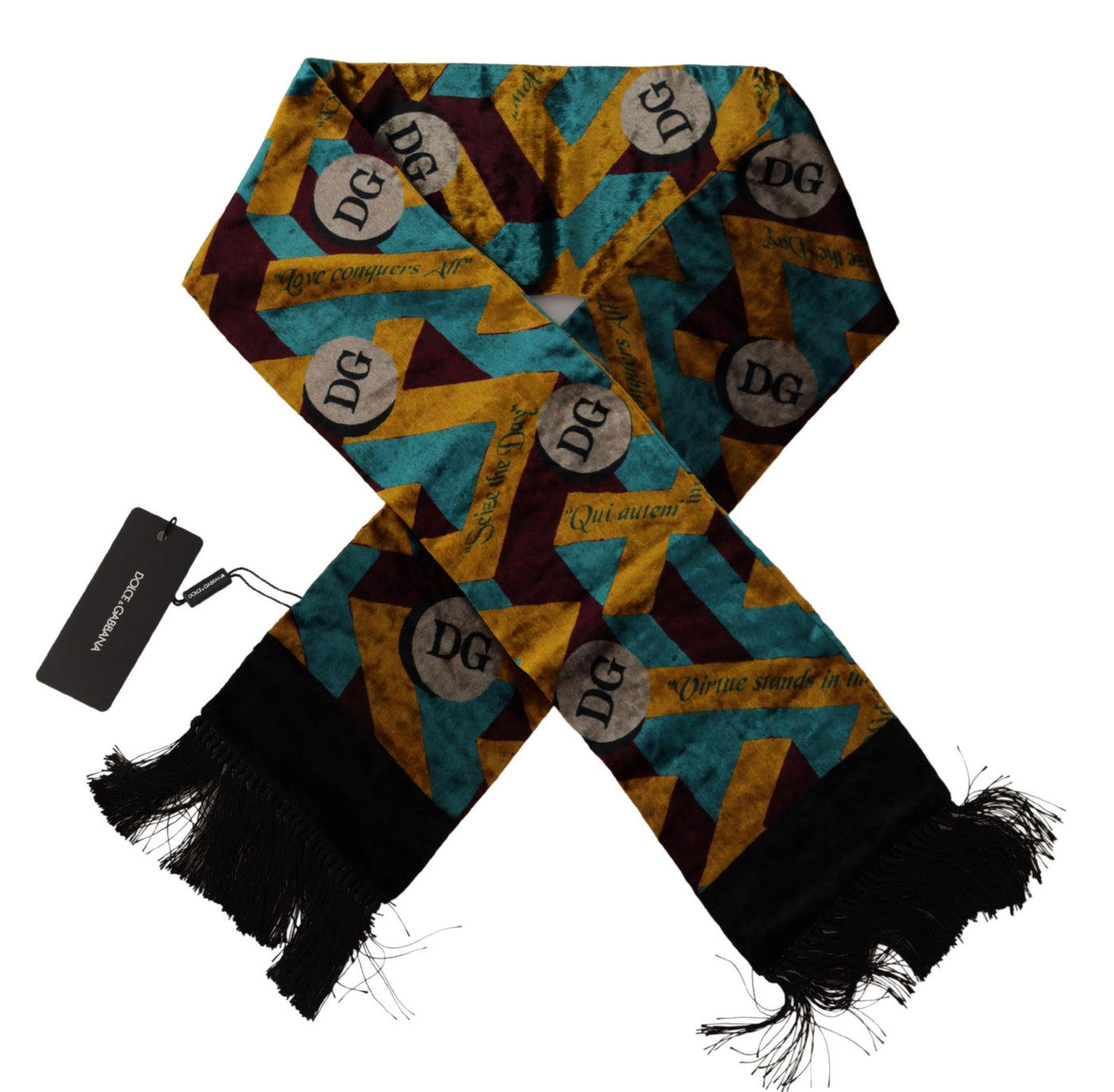 Foulard châle à franges imprimé logo DG multicolore Dolce &amp; Gabbana