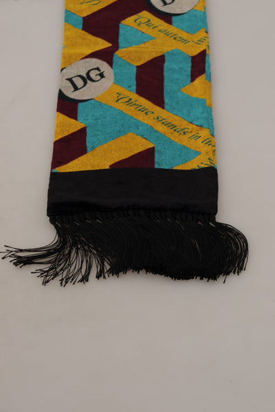 Foulard châle à franges imprimé logo DG multicolore Dolce &amp; Gabbana