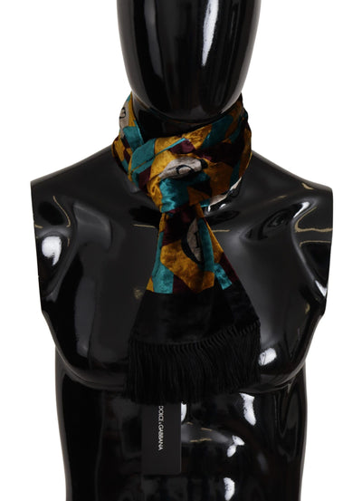 Foulard châle à franges imprimé logo DG multicolore Dolce &amp; Gabbana