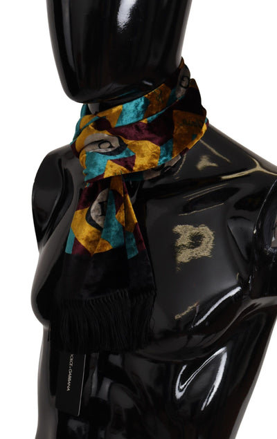 Foulard châle à franges imprimé logo DG multicolore Dolce &amp; Gabbana
