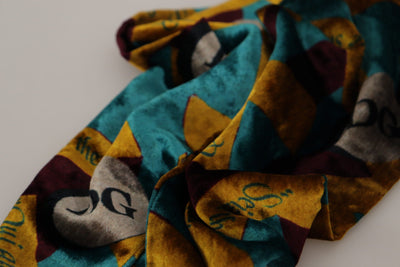 Foulard châle à franges imprimé logo DG multicolore Dolce &amp; Gabbana