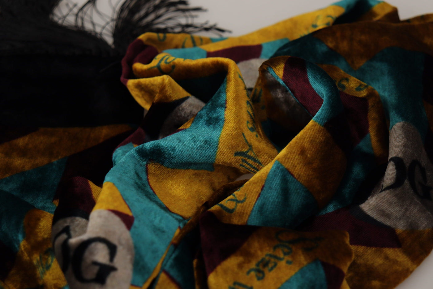 Foulard châle à franges imprimé logo DG multicolore Dolce &amp; Gabbana