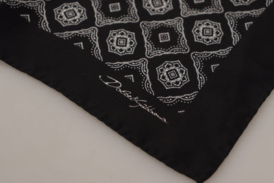Foulard carré noir à motifs géométriques Dolce &amp; Gabbana