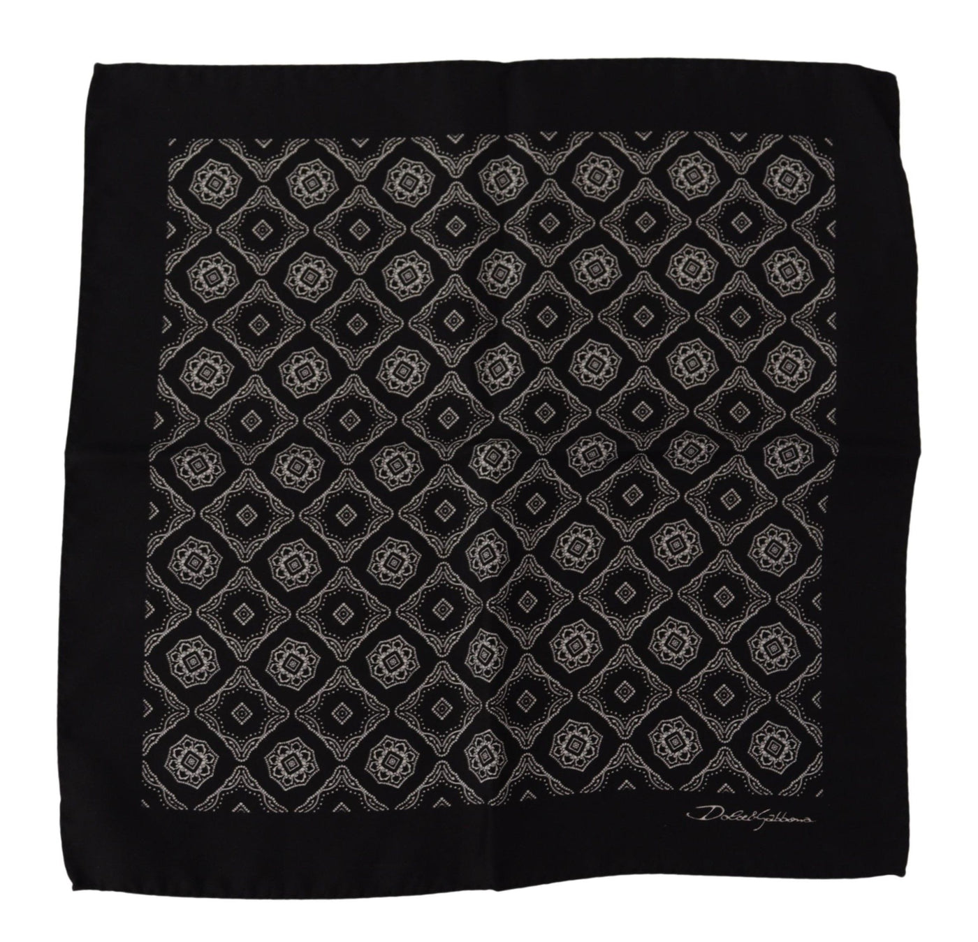 Foulard carré noir à motifs géométriques Dolce &amp; Gabbana