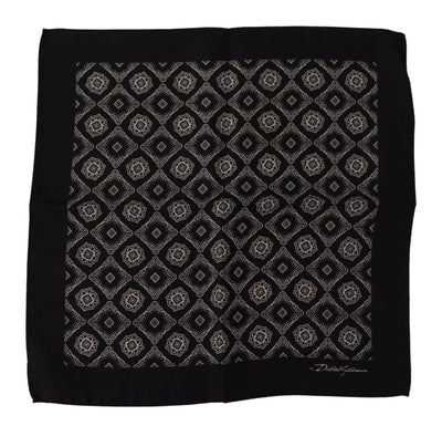 Foulard carré noir à motifs géométriques Dolce &amp; Gabbana