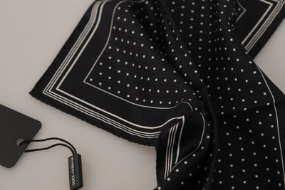 Mouchoir carré à pois noirs Dolce &amp; Gabbana avec logo DG