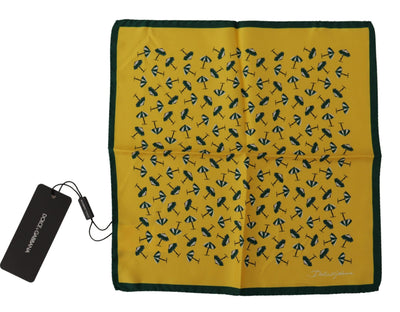 Foulard carré jaune Dolce &amp; Gabbana avec logo DG imprimé pour homme
