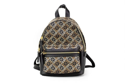 Marc Jacobs Signet Mini Zwarte Logo Bedrukte Leren Schouderrugzak Boekentas