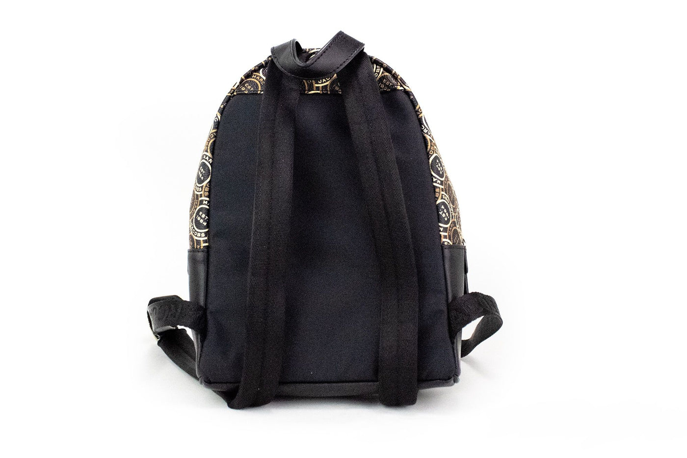 Marc Jacobs Signet Mini Zwarte Logo Bedrukte Leren Schouderrugzak Boekentas