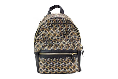 Marc Jacobs Signet Medium Zwarte Logo Bedrukte Leren Schouderrugzak Boekentas
