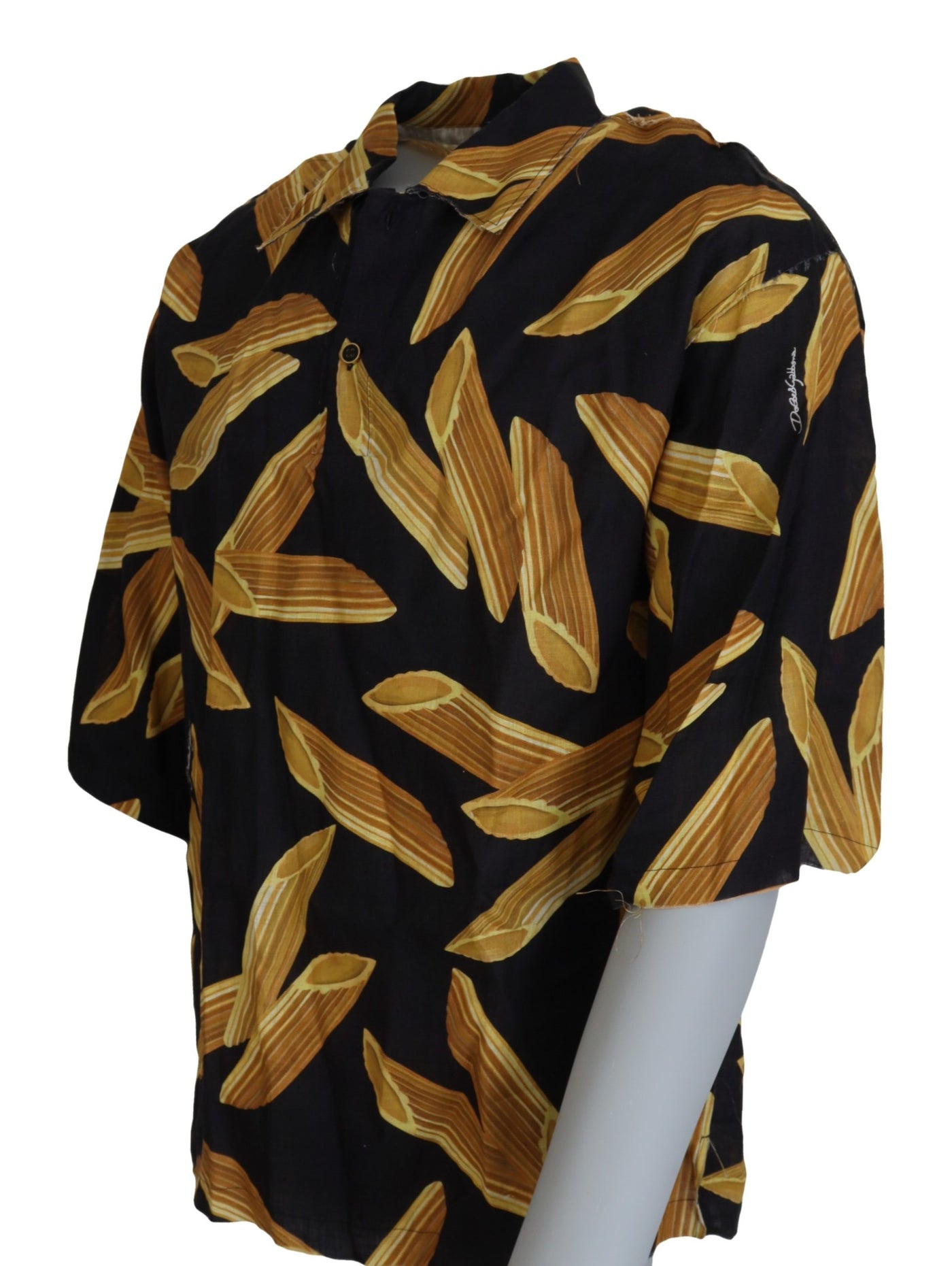 Chemise décontractée en lin noir à imprimé Penne Rigate de Dolce &amp; Gabbana