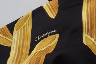 Chemise décontractée en lin noir à imprimé Penne Rigate de Dolce &amp; Gabbana