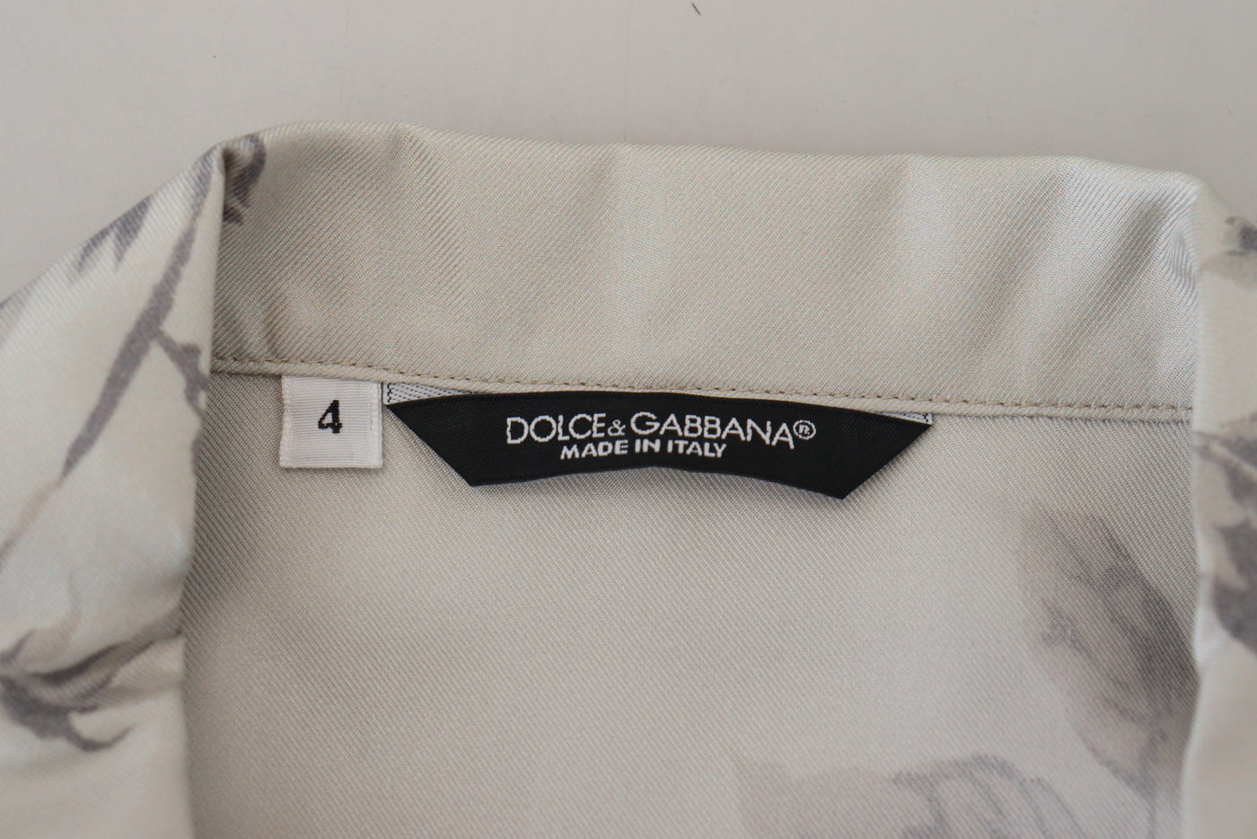 Dolce &amp; Gabbana Wit Vogelprint Zijden Satijnen Casual Shirt