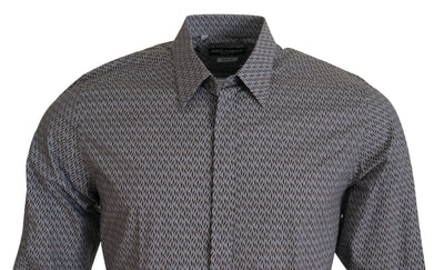 Chemise habillée slim fit Dolce &amp; Gabbana gris marron doré