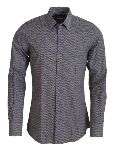 Chemise habillée slim fit Dolce &amp; Gabbana gris marron doré