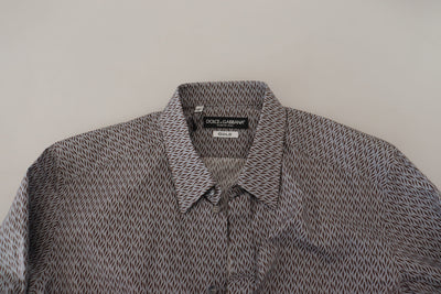 Chemise habillée slim fit Dolce &amp; Gabbana gris marron doré