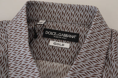 Chemise habillée slim fit Dolce &amp; Gabbana gris marron doré