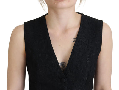Dolce &amp; Gabbana Débardeur sans manches boutonné en brocart noir