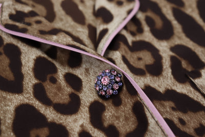 Chemisier à manches longues imprimé léopard marron Dolce &amp; Gabbana
