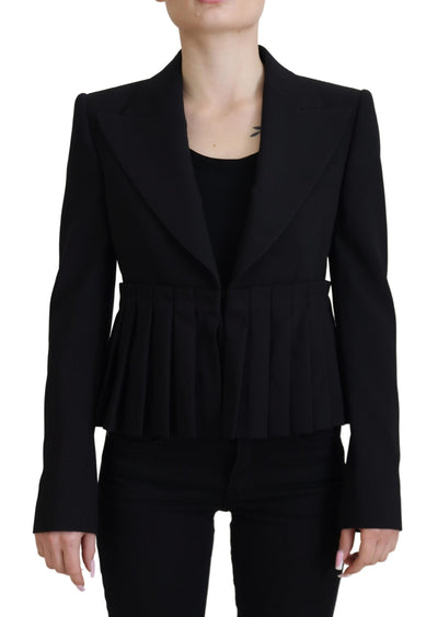 Veste blazer noire en laine à boutonnage simple Dolce &amp; Gabbana