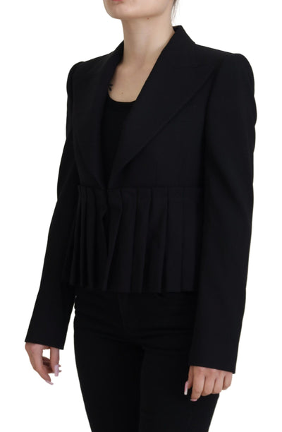 Veste blazer noire en laine à boutonnage simple Dolce &amp; Gabbana