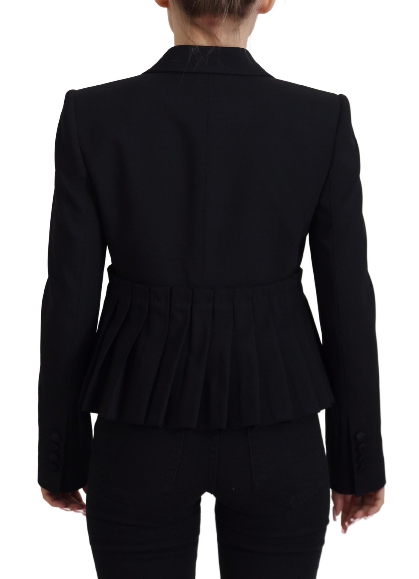 Veste blazer noire en laine à boutonnage simple Dolce &amp; Gabbana