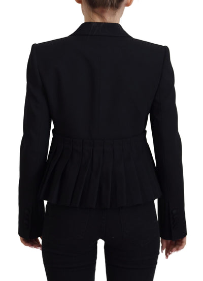 Veste blazer noire en laine à boutonnage simple Dolce &amp; Gabbana