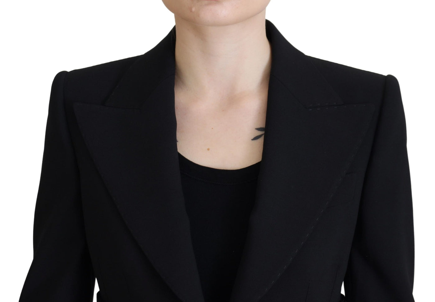 Veste blazer noire en laine à boutonnage simple Dolce &amp; Gabbana