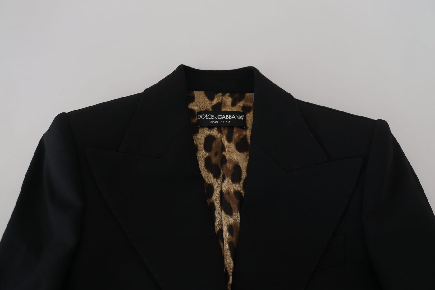 Veste blazer noire en laine à boutonnage simple Dolce &amp; Gabbana