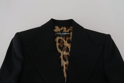 Veste blazer noire en laine à boutonnage simple Dolce &amp; Gabbana