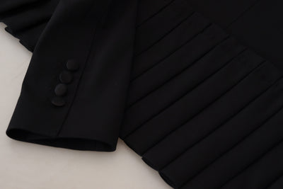 Veste blazer noire en laine à boutonnage simple Dolce &amp; Gabbana