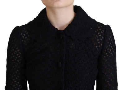 Dolce &amp; Gabbana zwart wollen gebreid jasje met knoopjeskraag