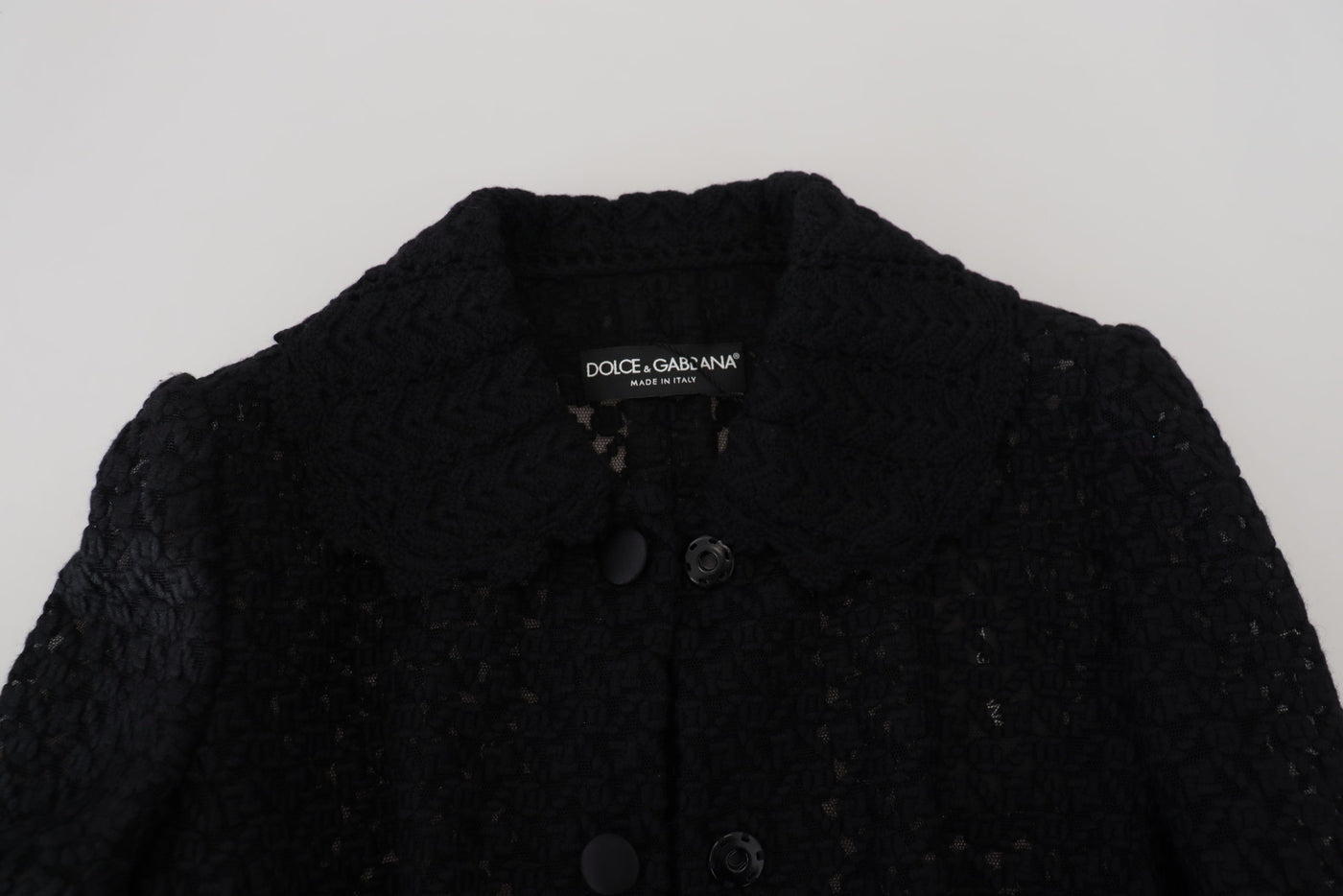 Dolce &amp; Gabbana zwart wollen gebreid jasje met knoopjeskraag