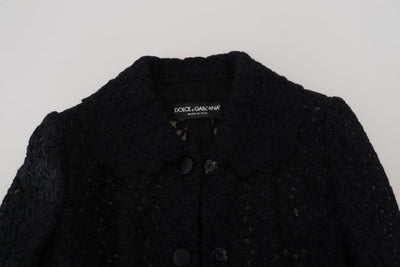 Dolce &amp; Gabbana zwart wollen gebreid jasje met knoopjeskraag