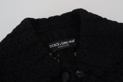 Dolce &amp; Gabbana zwart wollen gebreid jasje met knoopjeskraag