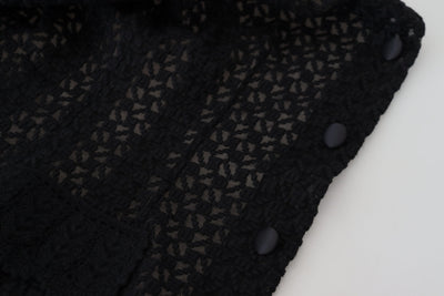Dolce &amp; Gabbana zwart wollen gebreid jasje met knoopjeskraag