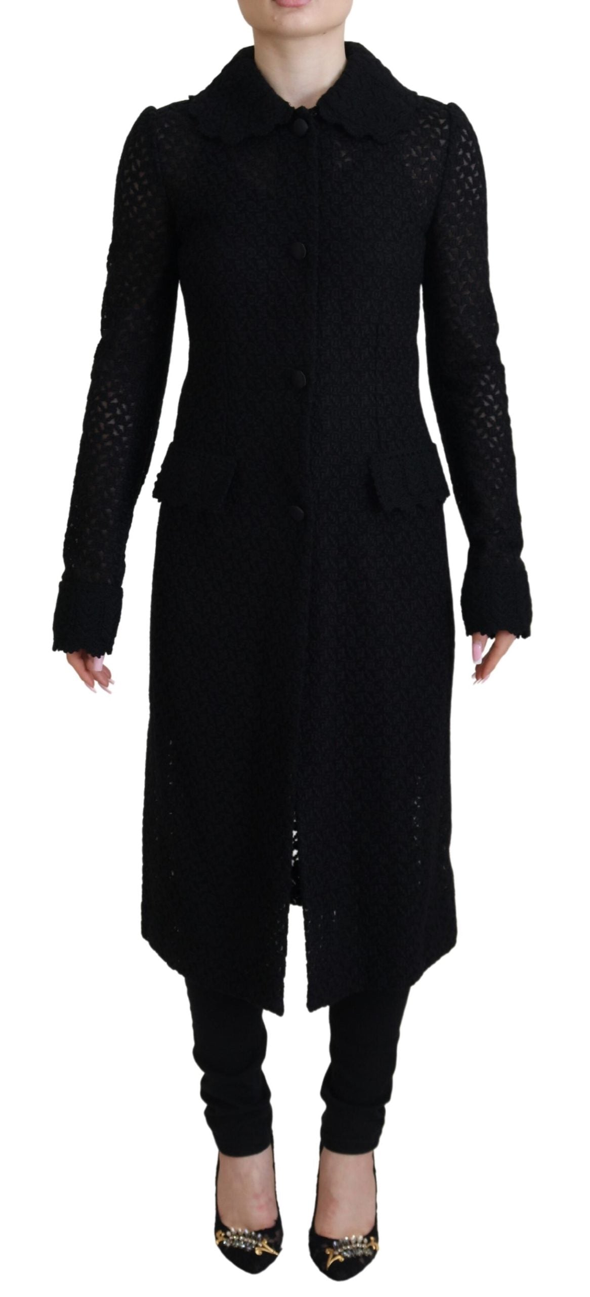 Dolce &amp; Gabbana Zwarte Blazer met Lange Knopen en Katoenen Jasje