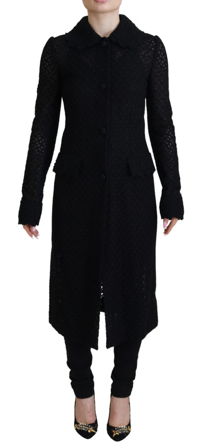 Dolce &amp; Gabbana Zwarte Blazer met Lange Knopen en Katoenen Jasje