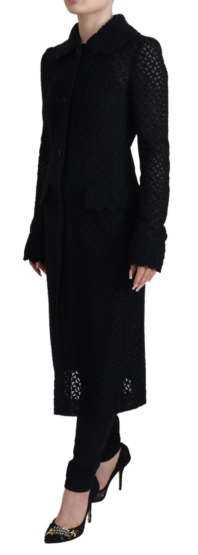 Dolce &amp; Gabbana Zwarte Blazer met Lange Knopen en Katoenen Jasje