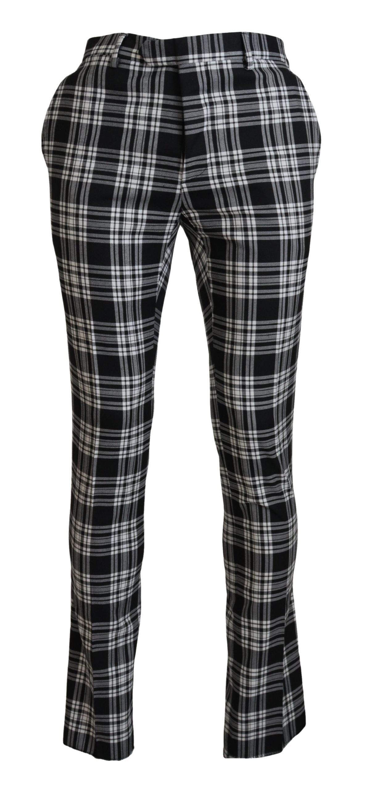 BENCIVENGA Zwarte Geruite Katoenen Heren Casual Broek