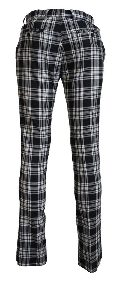 BENCIVENGA Zwarte Geruite Katoenen Heren Casual Broek