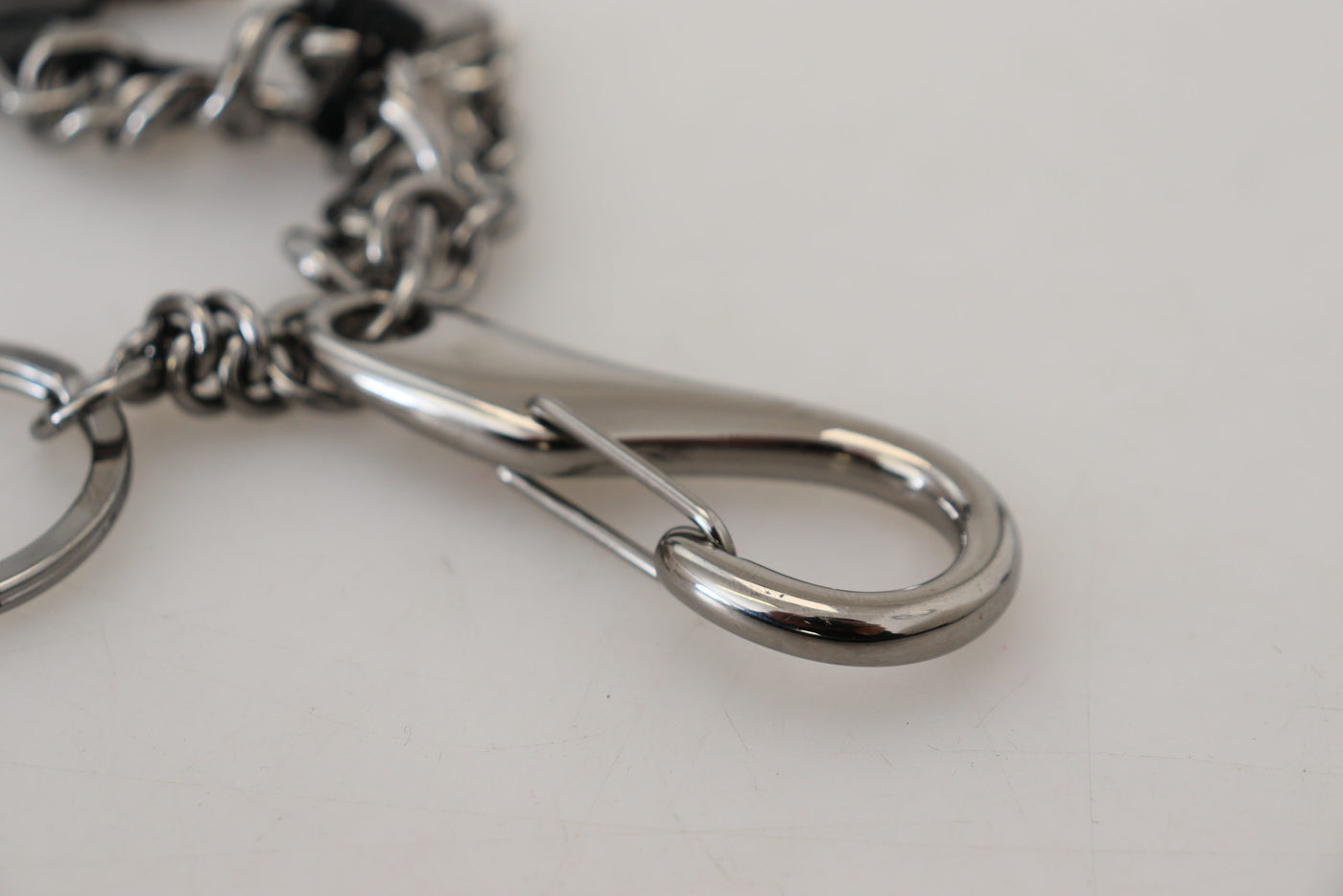Dolce &amp; Gabbana Black Prince Studs Logo Zilveren Messing Sleutelhanger