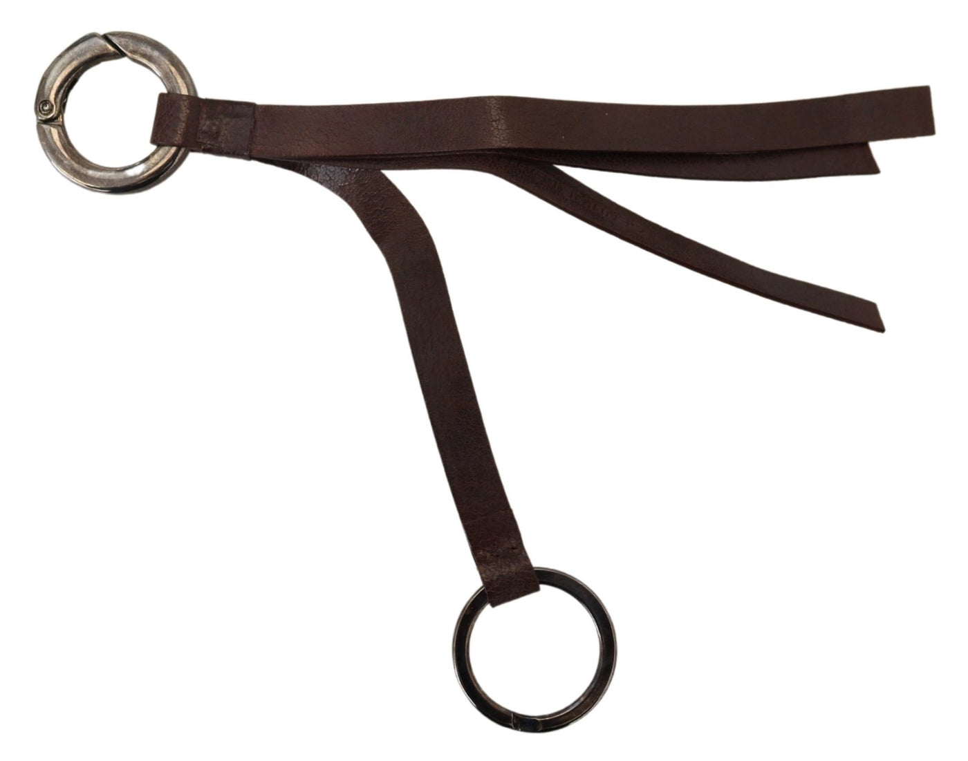 Porte-clés en cuir marron et métal argenté Costume National