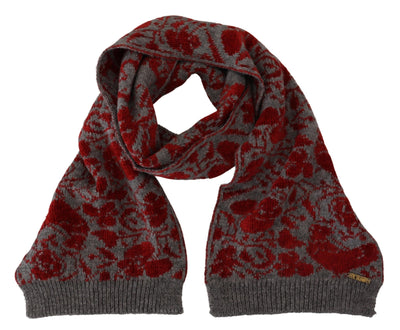 Écharpe châle tricotée rouge et grise GF Ferre pour femme