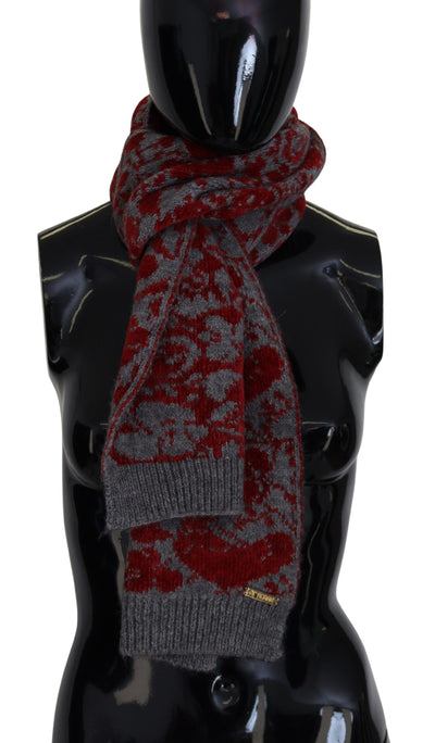 Écharpe châle tricotée rouge et grise GF Ferre pour femme