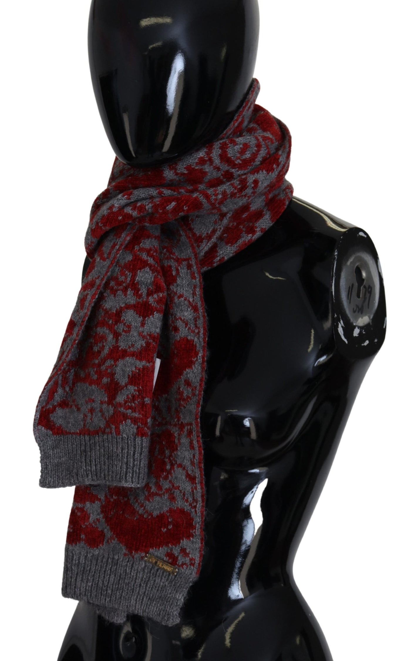 Écharpe châle tricotée rouge et grise GF Ferre pour femme