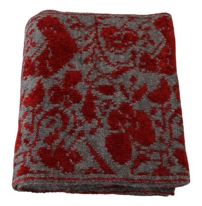 Écharpe châle tricotée rouge et grise GF Ferre pour femme